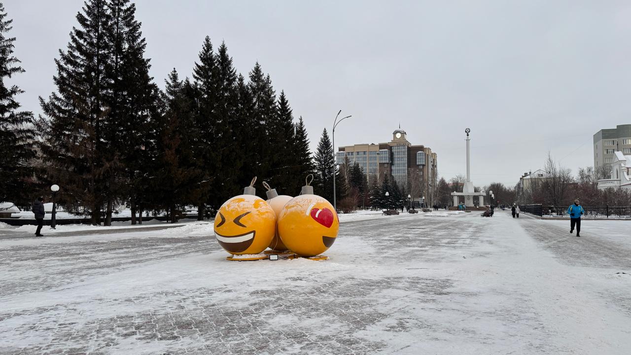 Петропавловск зима Новый год дом с часами